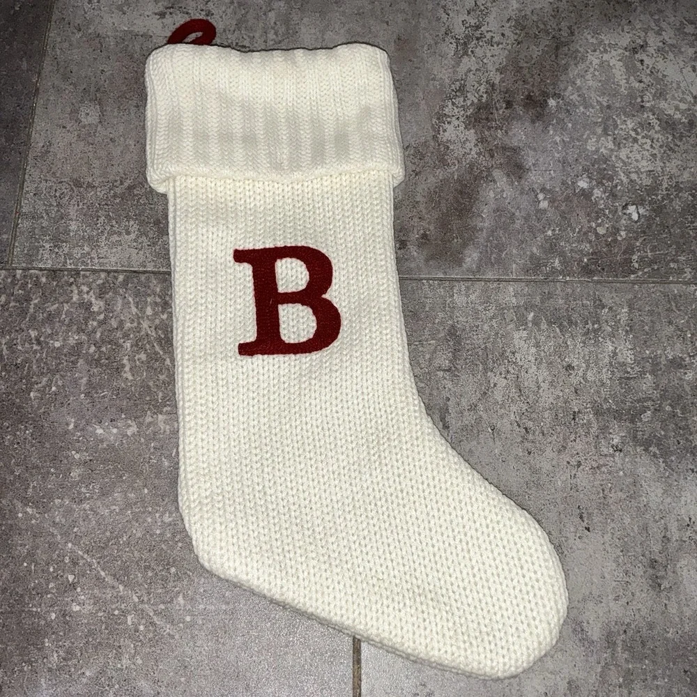 Wondershop Monogram Christmas Stocking Letter B Initial White Knit Target Xmas